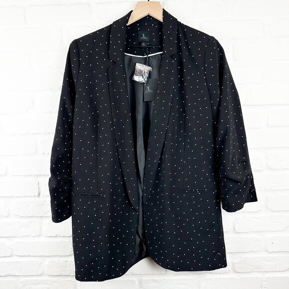 Jules and Leopold Black White Polka Dot Open Blazer 3/4 Sleeve Small - Picture 1 of 8